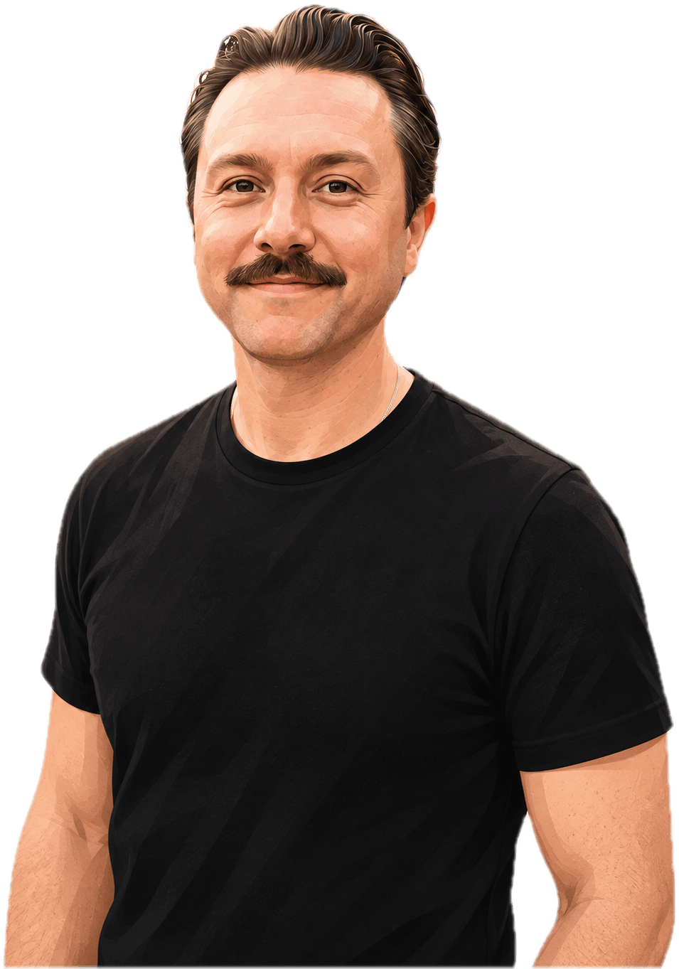 Illustrated portrait of Drew Thomas, founder of Work × Whistle